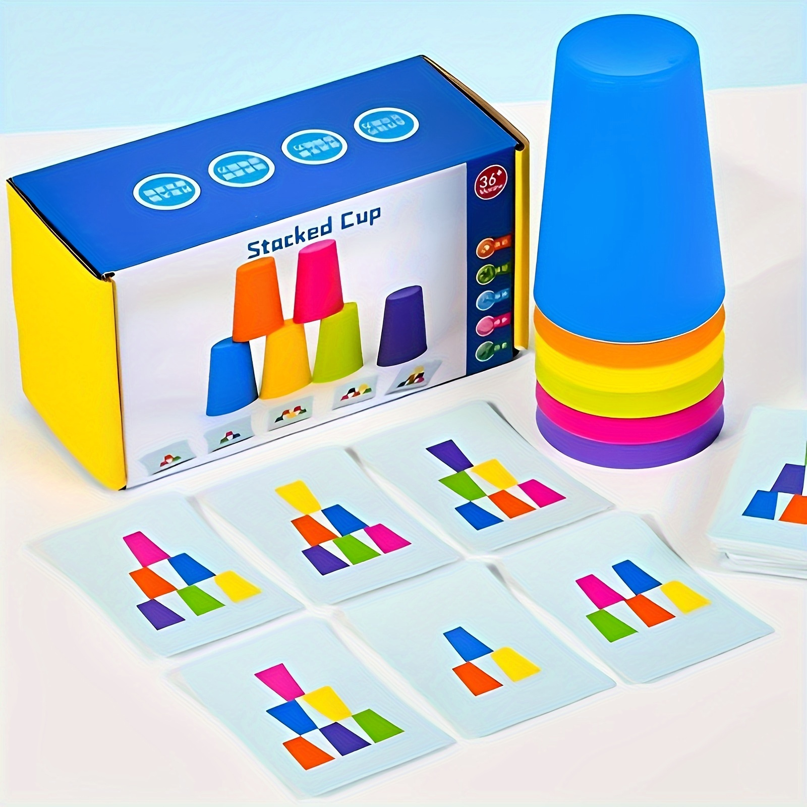 

Stacking Cups Game - Fun And Educational 50pcs Children's Thinking Games For Building Motor Skills And Memory - Perfect Gift For Christmas, And Thanksgiving