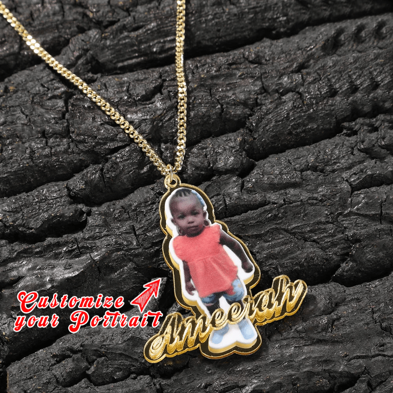 

1pc Personalized Acrylic Photo Pendant Necklace – Custom Name Picture Necklace – Vintage Classic Style For Daily And Gift-giving Occasions – Ideal For Father's Day, Family, Couples – Non-plated Unique