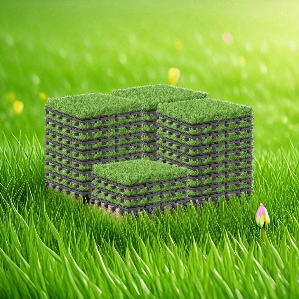 

1pc Plastic Garden Edging - Artificial Grass Turf Tile, Interlocking Flooring For Doorways, Balconies, Backyards, Parks, Playgrounds, Villa Gardens