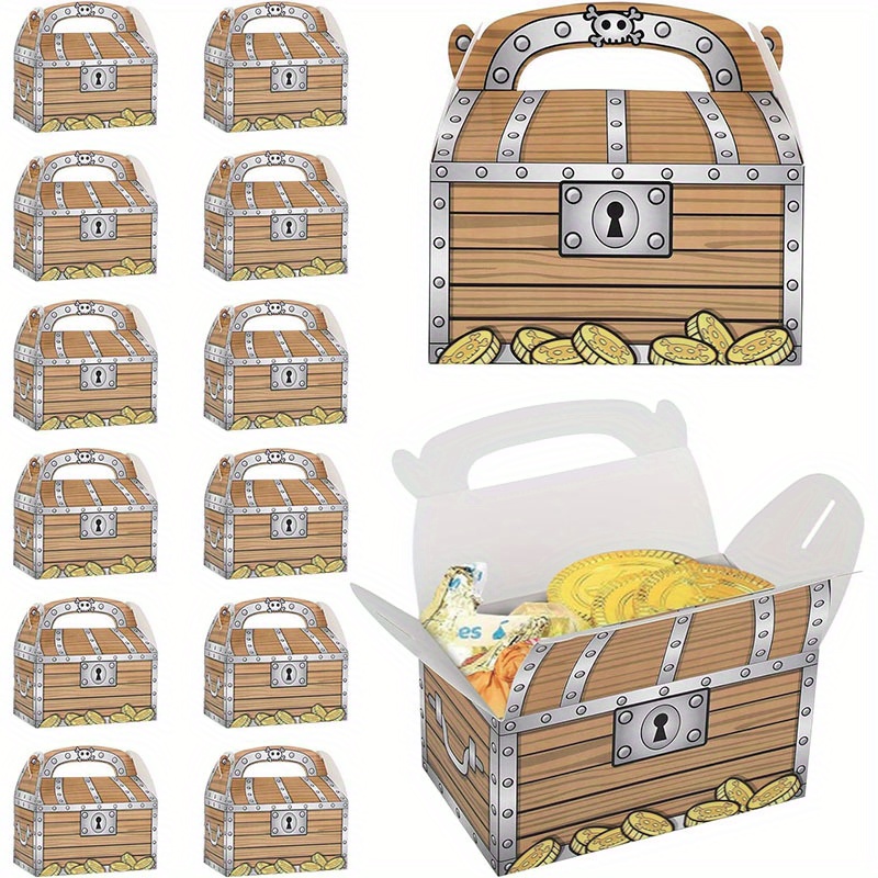 

10pcs/20pcs Pirate Treasure Chest Decoration Party Favor Goodie Box Halloween Candy Decoration Box For Halloween Performance Play Theater Costume Party Supplies Folding Packing Box
