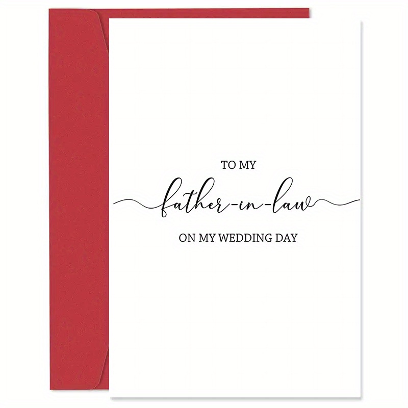 

1pc Wedding Day Greeting Card For Father-in-law With Envelope - 4.7x7.1 Inch Premium Paper Thank You Card, Unique Dad Appreciation Card, Special Father's Day Presents, Memorable Wedding Stationery