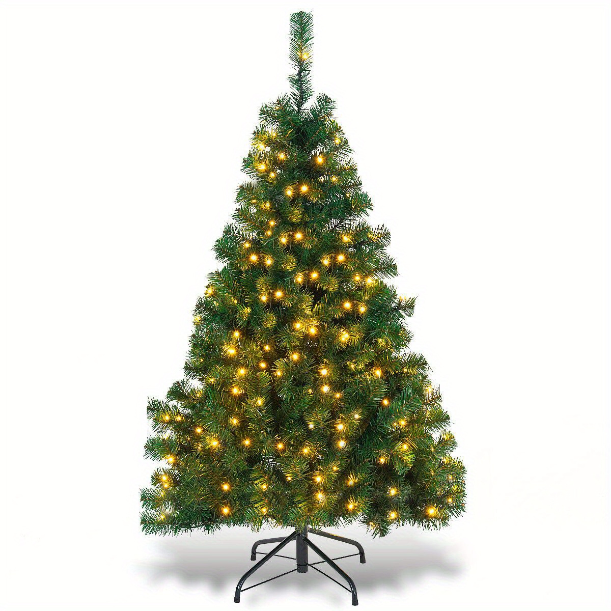 

Costway 4.5ft Pvc Pre-lit Artificial Christmas Tree Hinged W/200 Led Light & Metal Stand