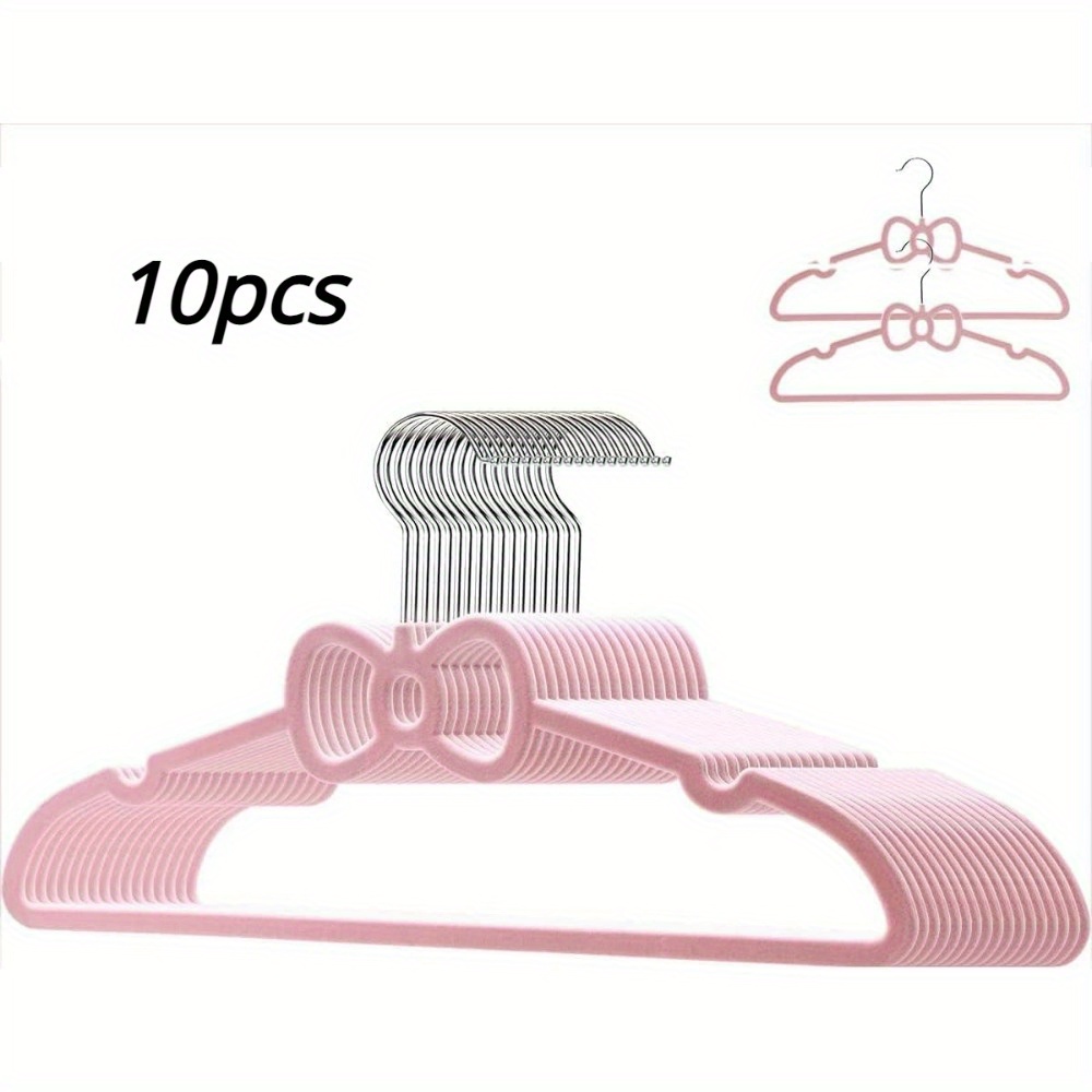 

10pcs Hangers, 16" Non Slip Adult Hangers With 360 Degree Swivel-hook, Ultra Slim Clothes Felt Hanger, Space Saving, Durable & Cute For Coats, Jacket, Shirts, Dress (velvet, Bow)