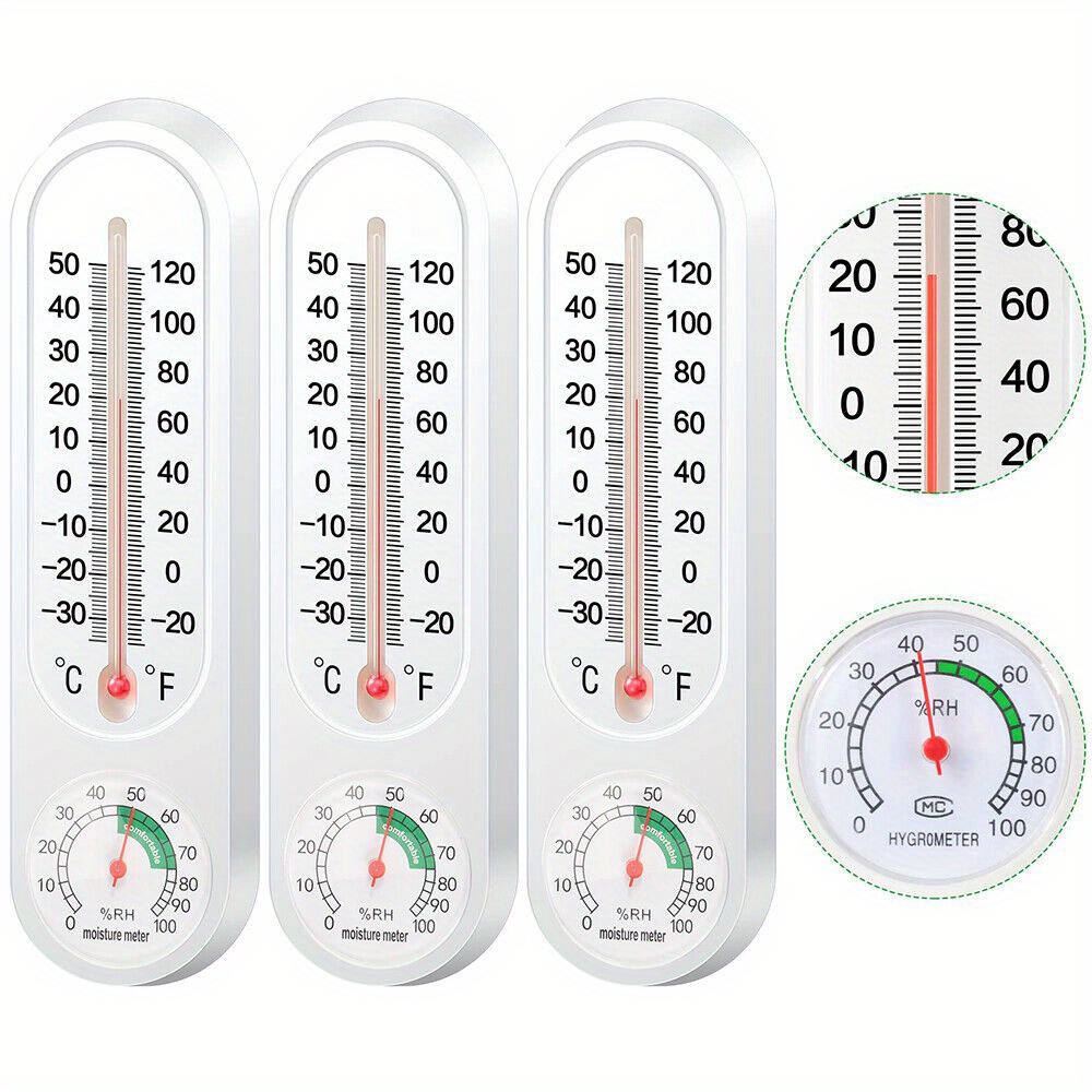 

3 Pcs Wall Thermometer Hygrometer Indoor And Outdoor Installation Garden