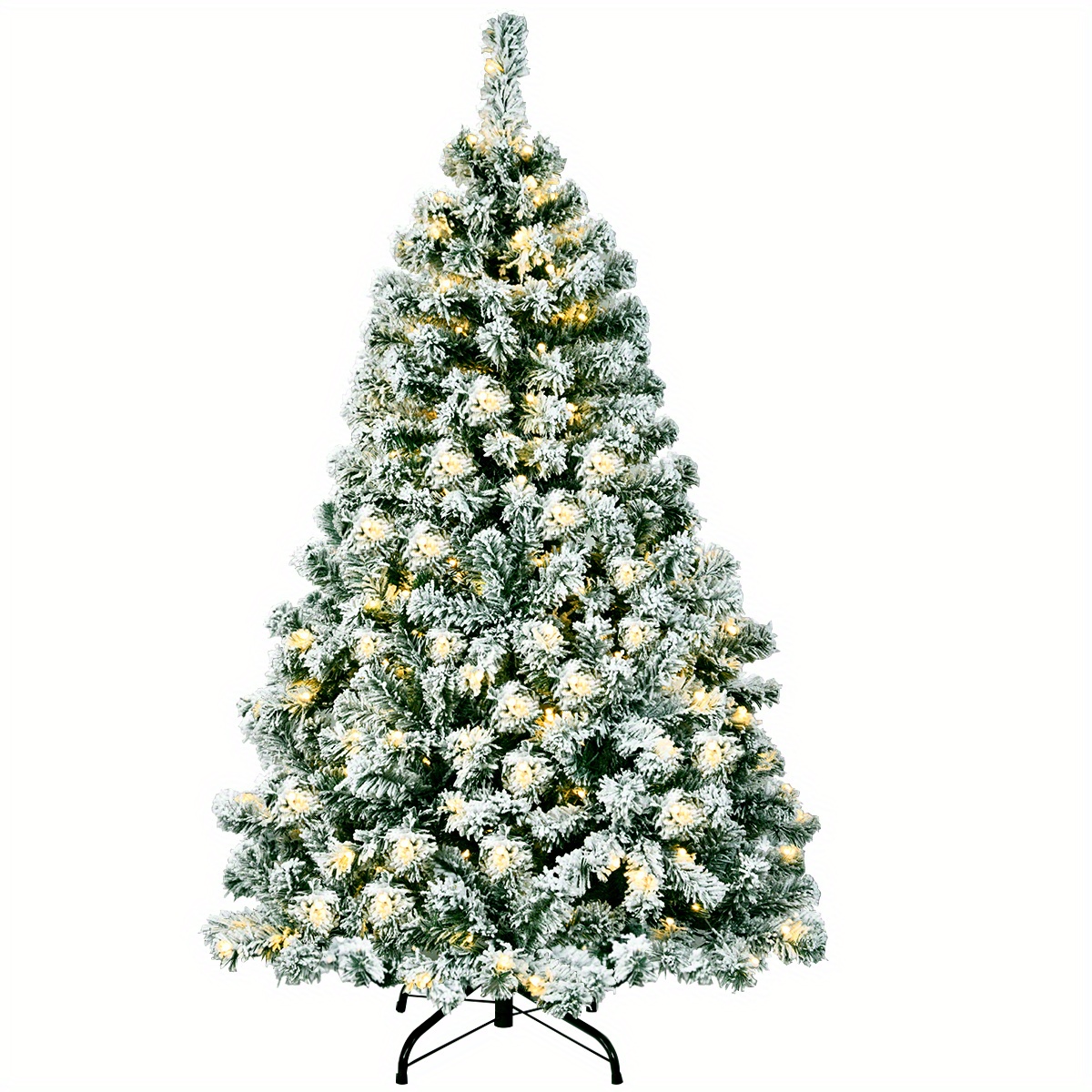 

Costway 4.5ft Pre-lit Premium Snow Flocked Hinged Artificial Christmas Tree W/200 Lights