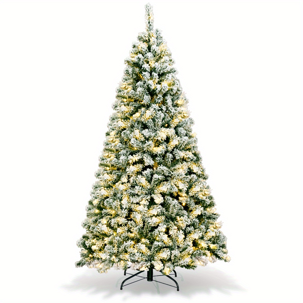 

Costway 6ft Pre-lit Premium Snow Flocked Hinged Artificial Christmas Tree W/ 250 Lights