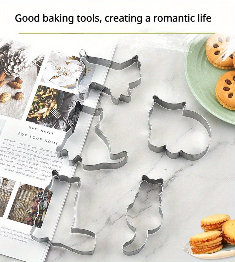 stainless steel cute kitten cookie mold cookie mousse ring cartoon creative baking fruit cutting mold details 0