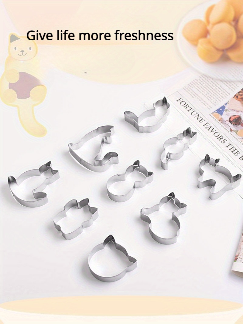 stainless steel cute kitten cookie mold cookie mousse ring cartoon creative baking fruit cutting mold details 3