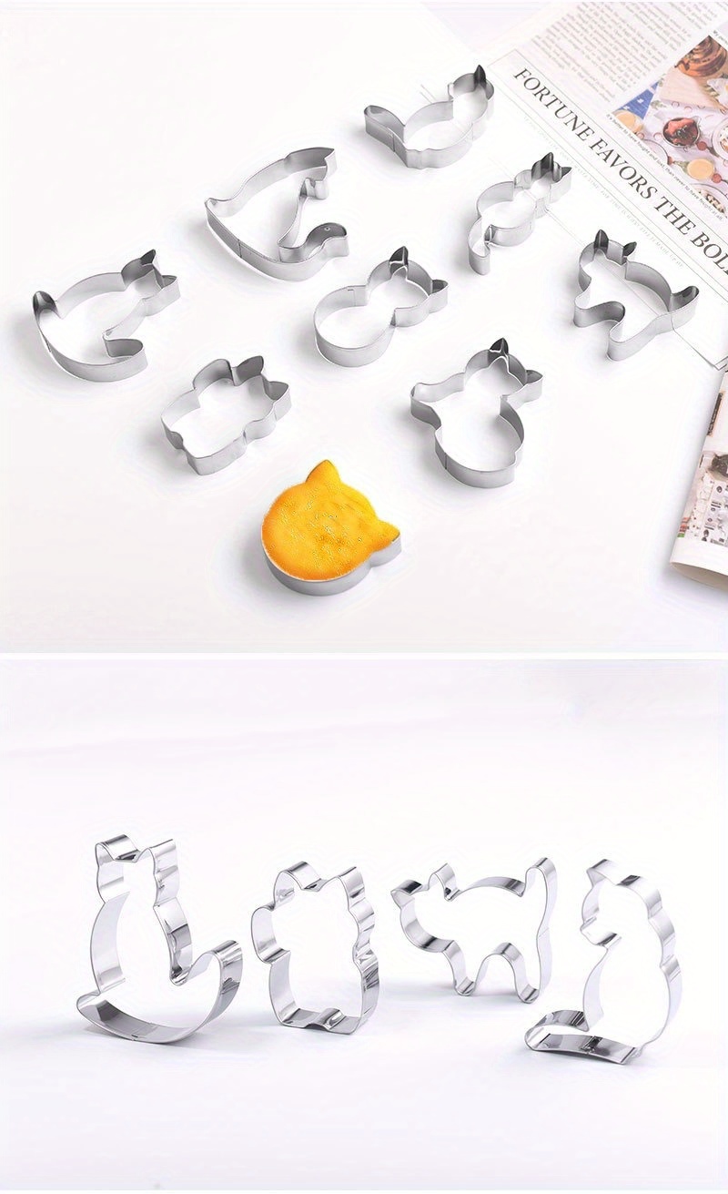 stainless steel cute kitten cookie mold cookie mousse ring cartoon creative baking fruit cutting mold details 6