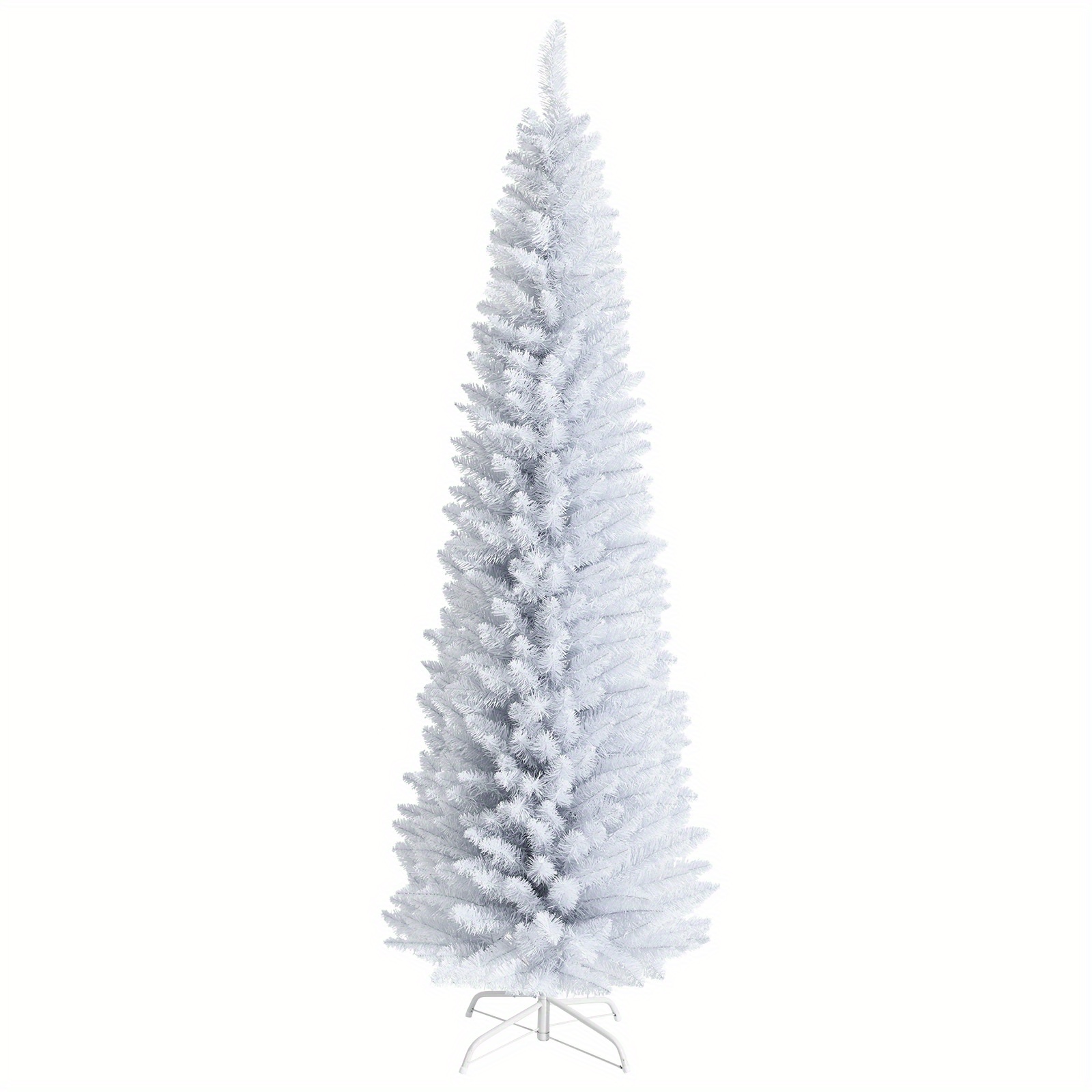 

Costway 7ft Unlit Artificial Slim Christmas W/ Metal Stand White Christmas Gift