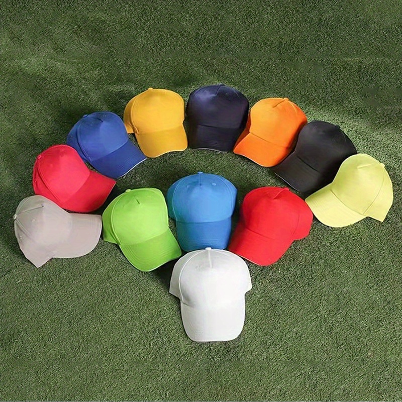 

10pcs Unisex Plain Color Baseball Cap, Adjustable And Breathable Peaked Hat, Suitable For Daily Wear And Outdoor Sports