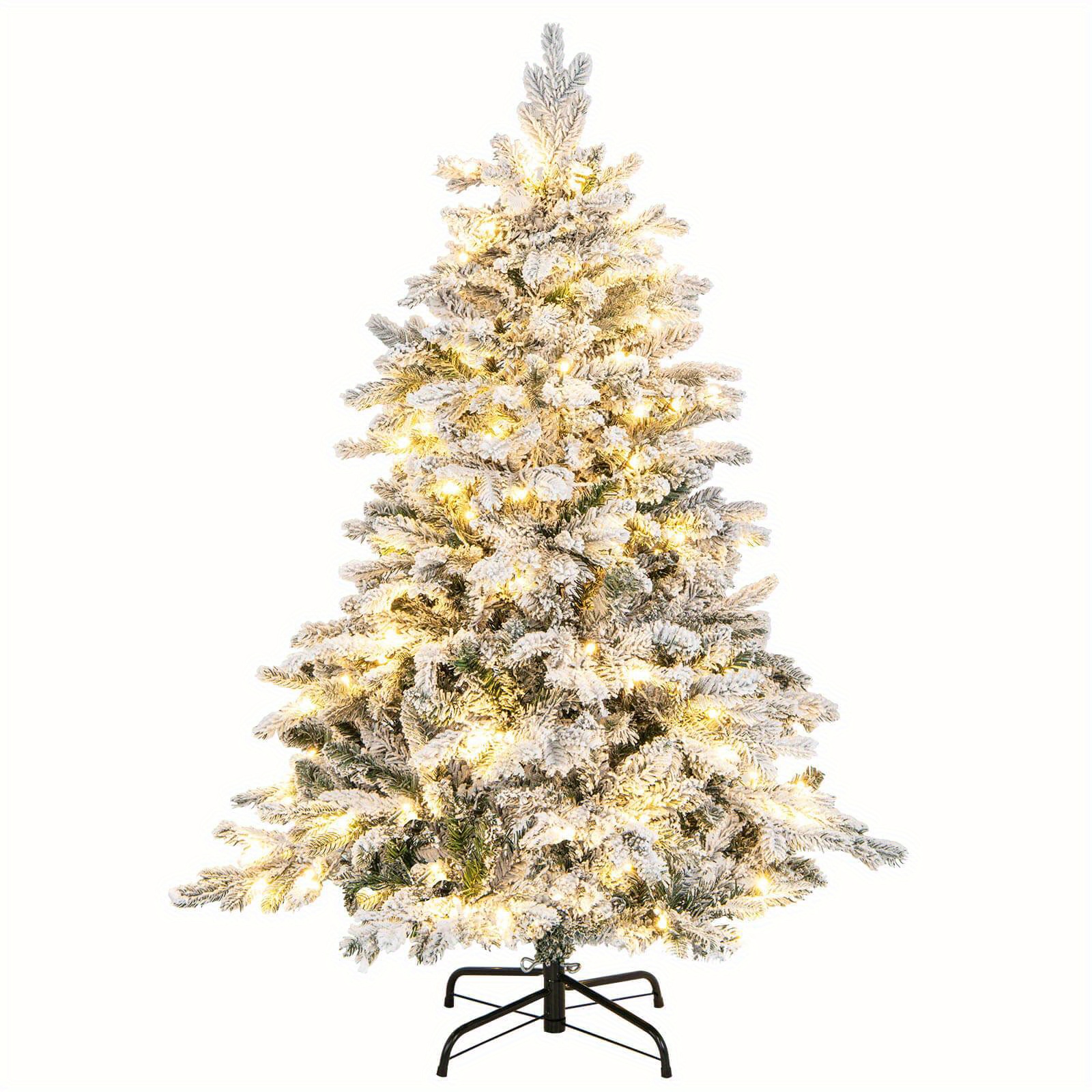 

Costway 4.5 Ft Pre-lit Flocked Christmas Tree Hinged W/ 120 Led Lights & 757 Branch Tips