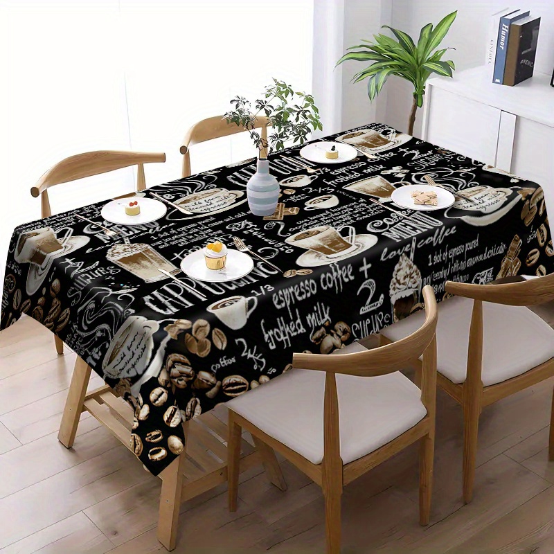 

Nappe en polyester imperméable et anti-taches, rectangle tissé à la machine, design de café de luxe antidérapant pour couvrir la table à manger de la maison et de la cuisine