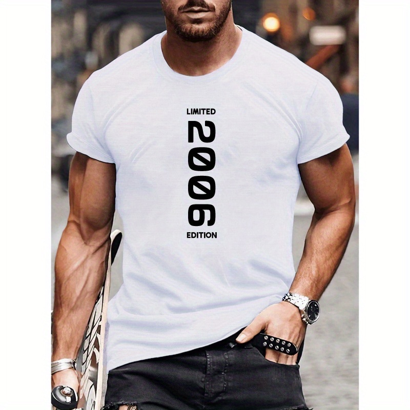 

' 2006 Limited Edition 'print Summer Casual T-shirt Short Sleeve For Men, Sporty Leisure Style, Fashion Crew Neck Top For Daily Wear