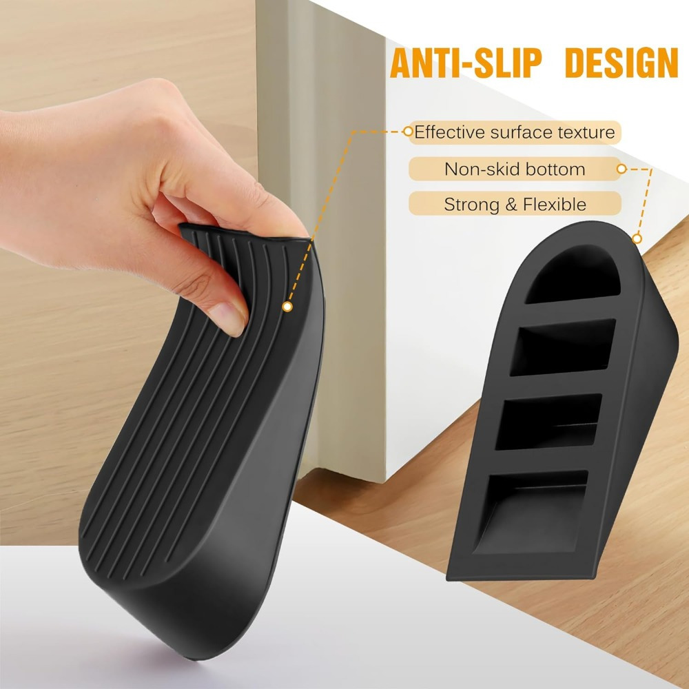 

Extra Large Non-slip - Heavy Duty, Sturdy Rubber Wedge For Secure Door Opening, Ideal For Home & Office Use, Black Wall Protector