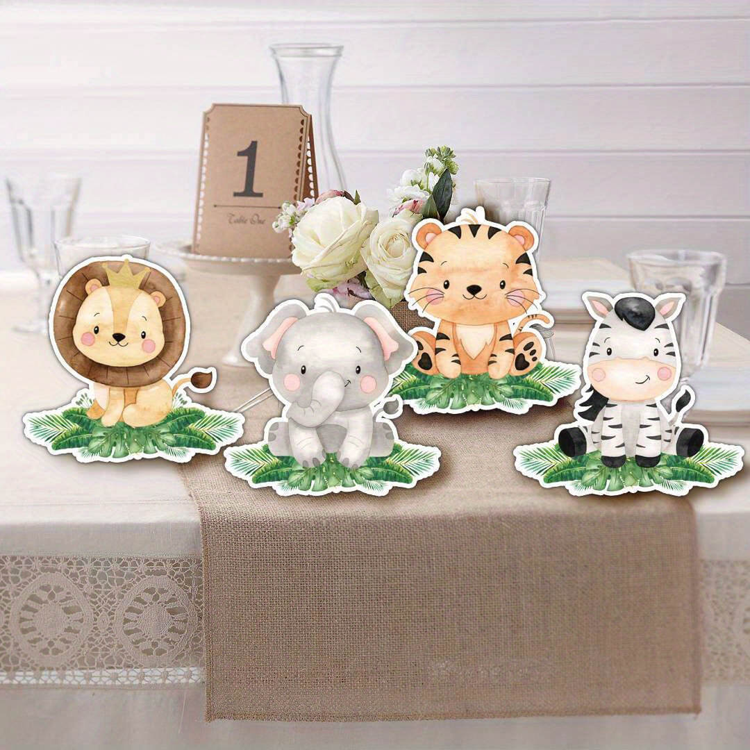 

8pcs Jungle Safari Animal Centerpieces - Paper Table Decorations For Birthday Party, Forest-themed Events - No Electricity Needed - Universal Holiday Party Supplies With Tiger, Lion, Elephant & More