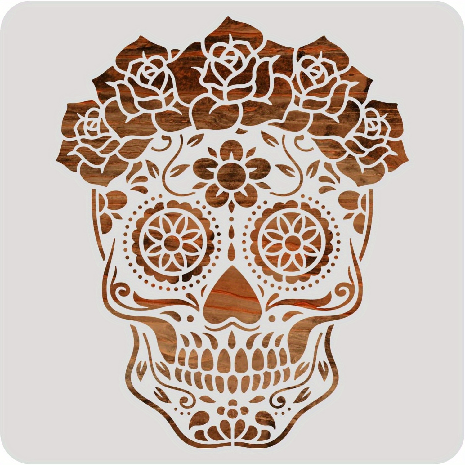 Mexico Sugar Stencil - 12x12 Inch Reusable Day Of The Dead Halloween Template For Diy Projects, Painting, Drawing, Crafts - Plastic Material