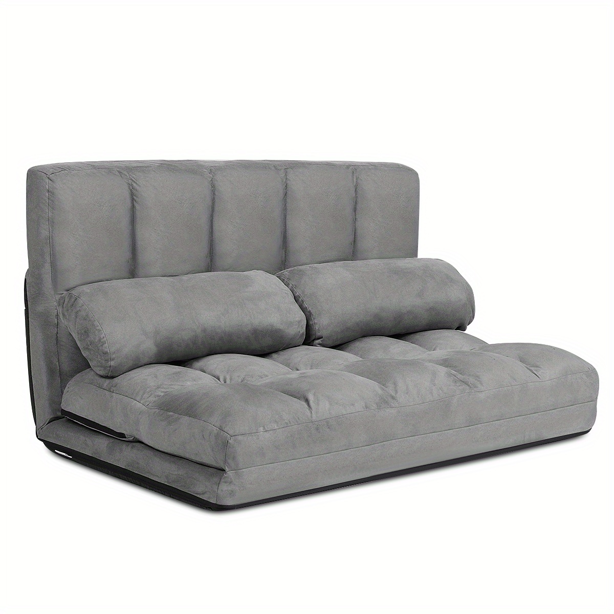 

Foldable Floor Sofa Bed 6-position Adjustable Couch W/ 2 Pillows Grey