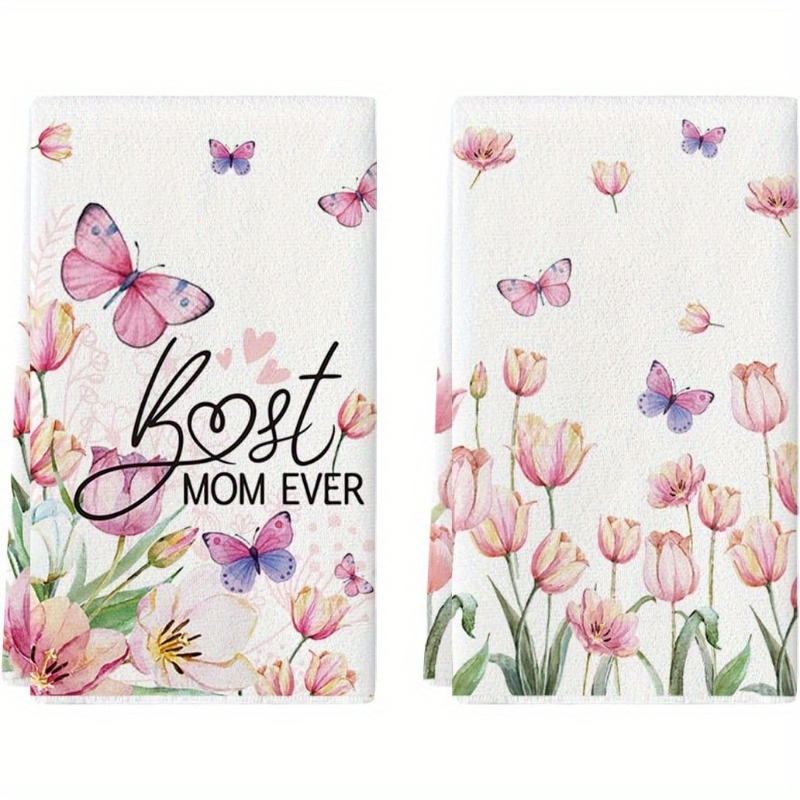 

& Butterfly Kitchen Towels Set Of 2 - , Absorbent Polyester Dish Towels For Day, Use & Gifting