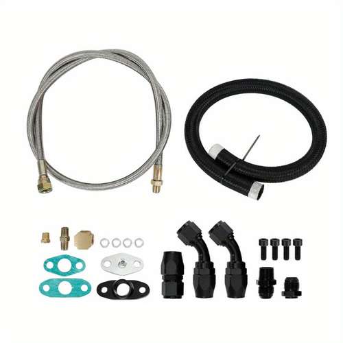 Turbo Oil Feed & Drain Line Kit For T3 T4 T70 T66 GT35 – Complete Kit
