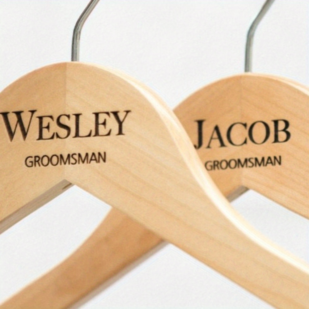 

Custom Engraved Wooden Groomsman Hanger - Personalized Wedding Suit & Dress Holder For Bride And Groom