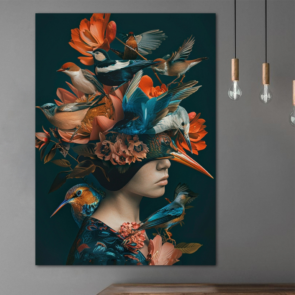 

Charming People & Birds Canvas Wall Art - High-quality Print For Home, Office, And Cafe Decor - Perfect Gift For Animal Lovers