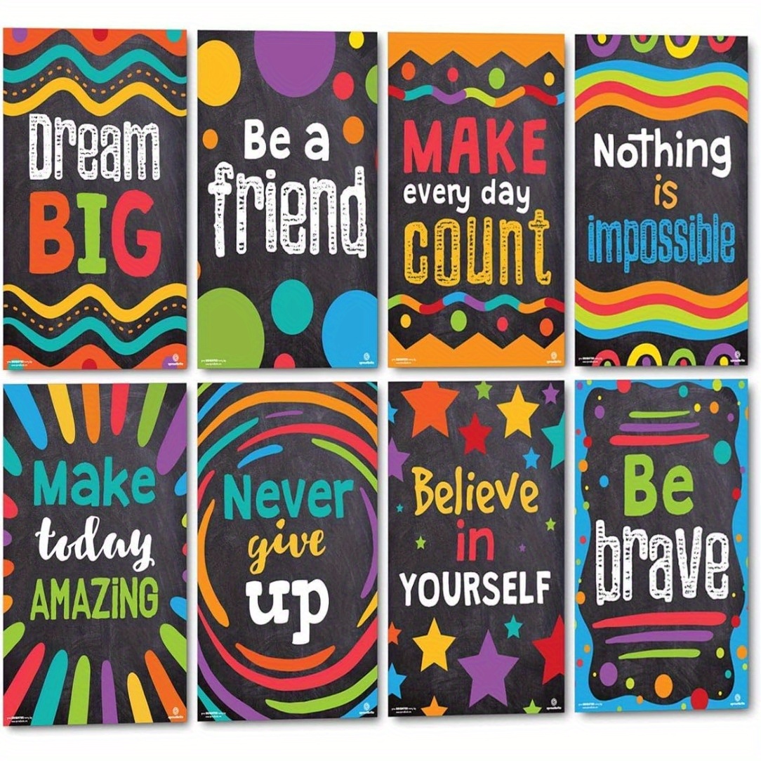 

6pcs Motivational & Inspirational Posters For Classroom, Teachers & School Decor - Frameless Educational Bulletin Board Set - Encouraging & Positive Quotes For Students