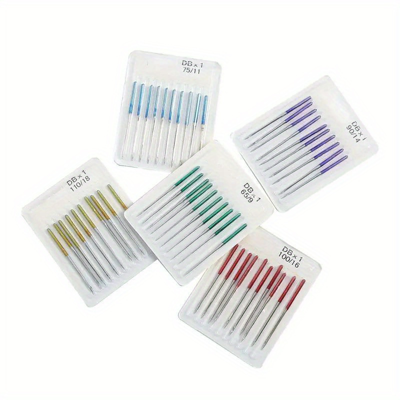 

50pcs Assorted Colors Industrial Sewing Machine Needles - Dbx1 For Stretch Fabric, Steel, Anti-jump Design