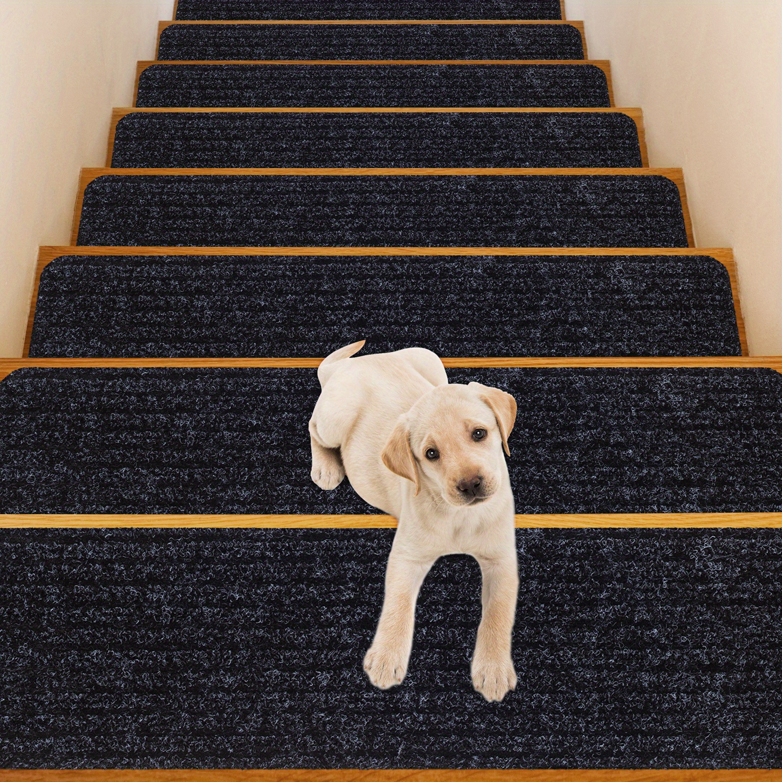 

Lifezeal 15 Pcs Slip-resistant Stair Mats 30" X 8" Non-slip Stair Treads Carpet Black