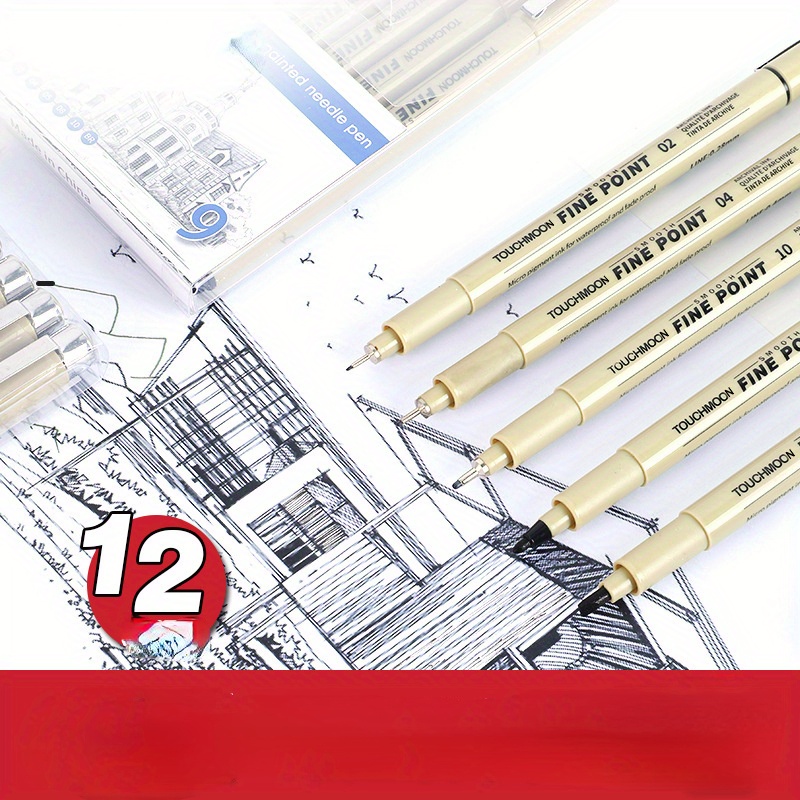 

Waterproof Fine Point Rollerball Pens For Artists - Ideal For Comics, & Sketching, Black Ink - Piece Of 6/9/12