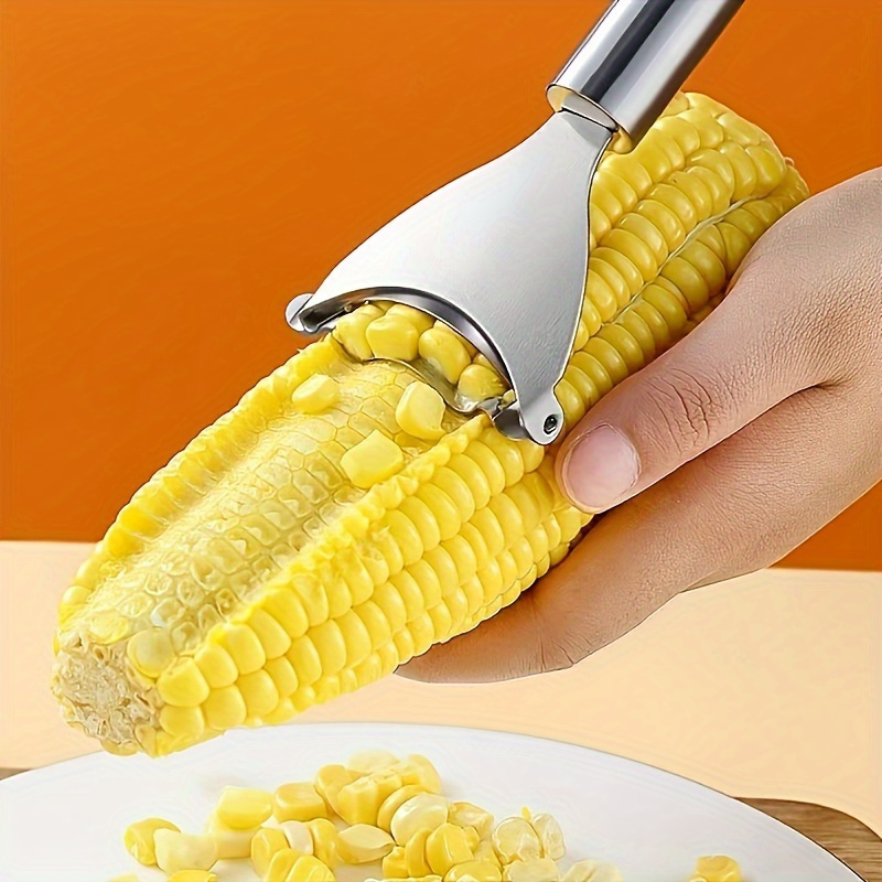 TEMU 1pc Stainless Steel Corn Stripper & Vegetable Peeler - Ergonomic, Multi-use Kitchen Tool For Quick, Safe Food Prep, Durable Metal Construction, Food Contact Saf