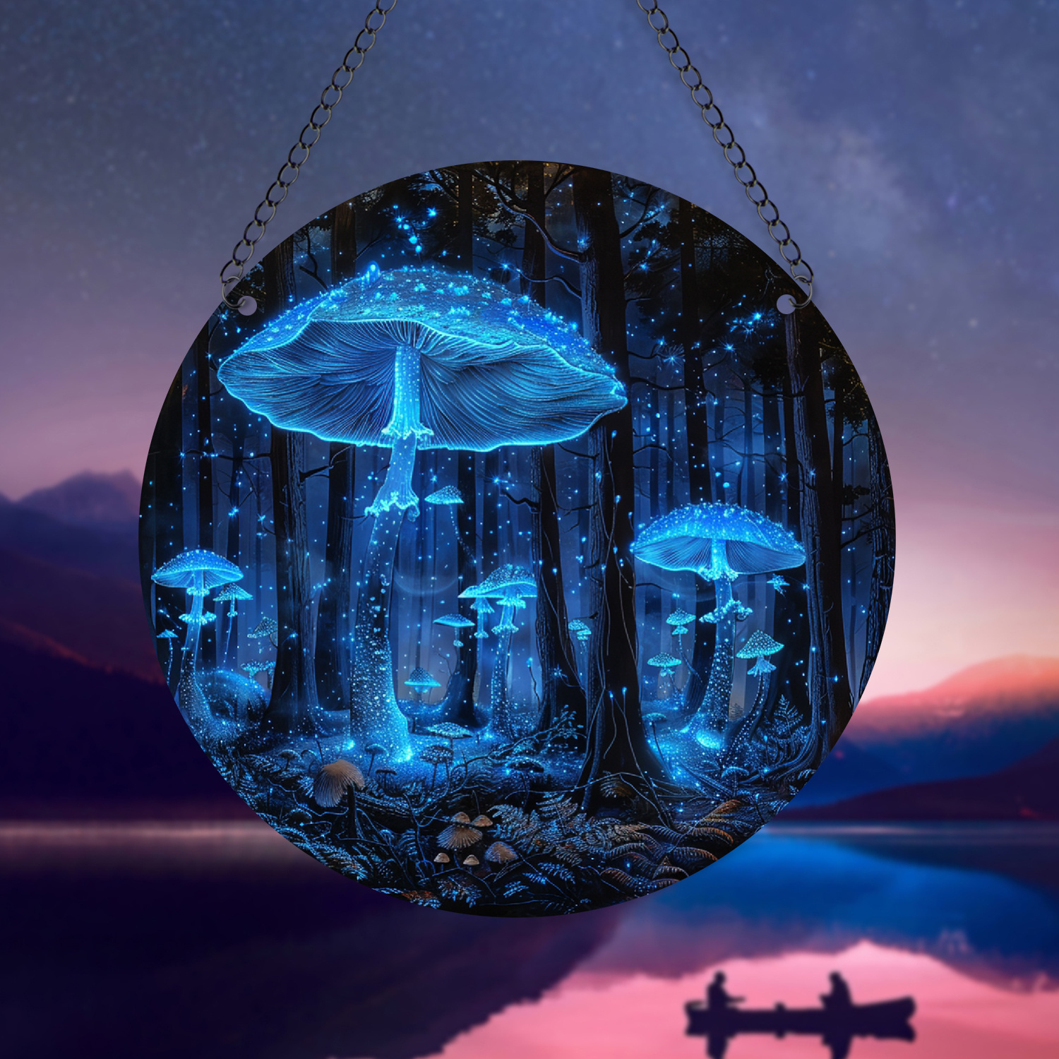 

Mystical Glow-in-the-dark Mushroom Acrylic Suncatcher Plaque 15x15cm - Multipurpose Classic Style Wall Hanging Decor For Home, Garden, Art Room, Festival, Birthday Gift Without Electricity