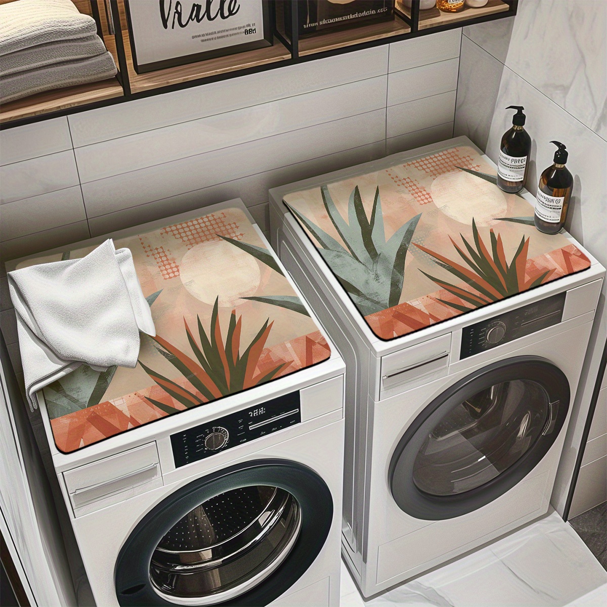 bohemian sun and agave plant washing machine dust cover 60cm x 50cm kitchen and bathroom accessories details 8