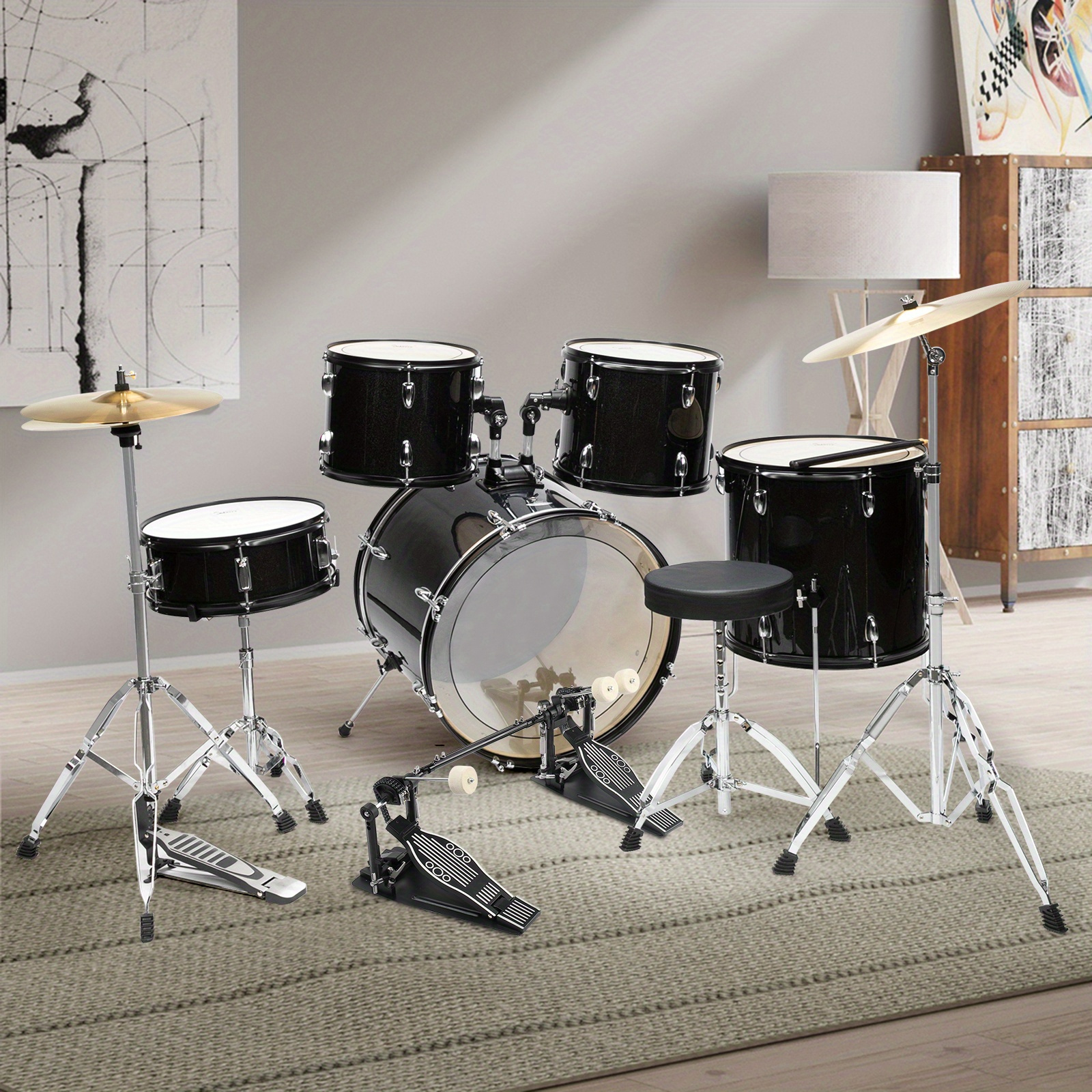 

Double Bass Drum Kit Pedal Adult Drum Kit Black