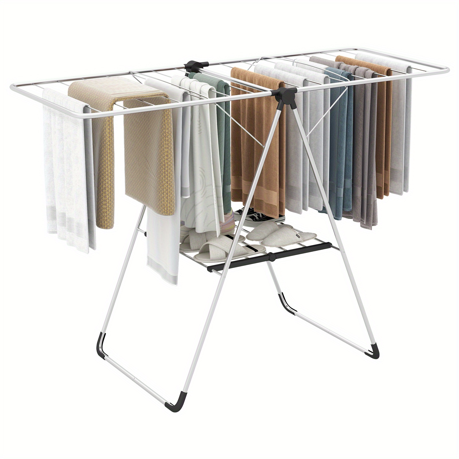 

Lifezeal 2-tier Laundry Drying Rack W/ Aluminum Frame Adjustable Height Foot Pad