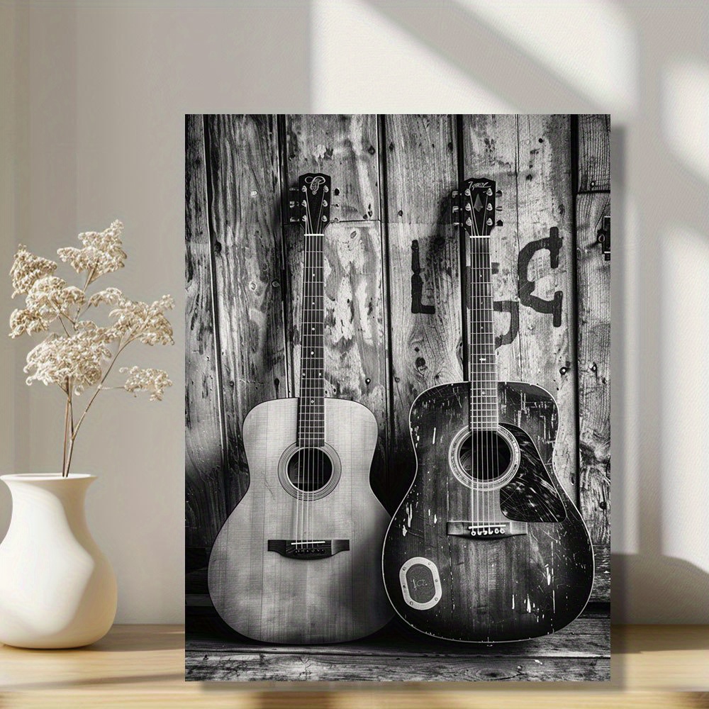 2 guitars canvas art print unframed wall decor - Temu
