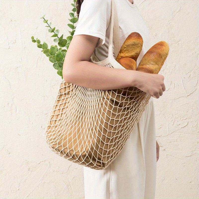 TEMU Reusable Fruit Vegetable Bag Washable Mesh Grocery Bags String Bags Net Shopping Bags Mesh Bags For Fruit Storage