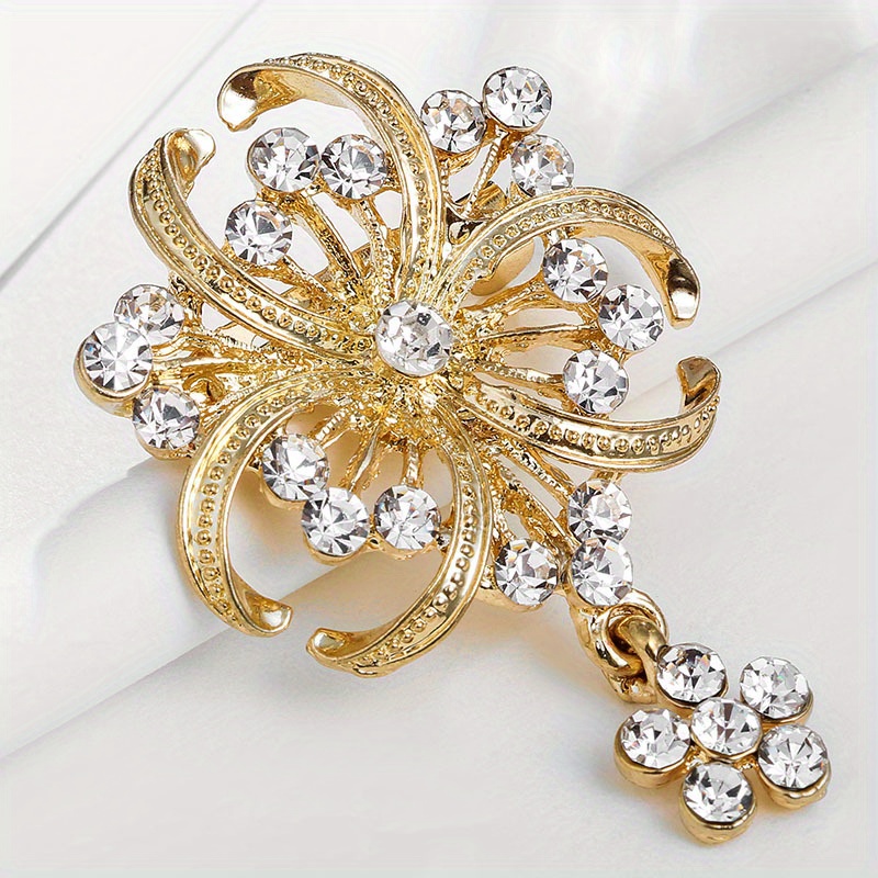 E-shop OESDPHS Damen Vintage Strass Brosche - Blumen-Corsage-Pin mit unregelmäßiger Blütenform, funkelnde Kleiderbrosche geeignet für Partys,