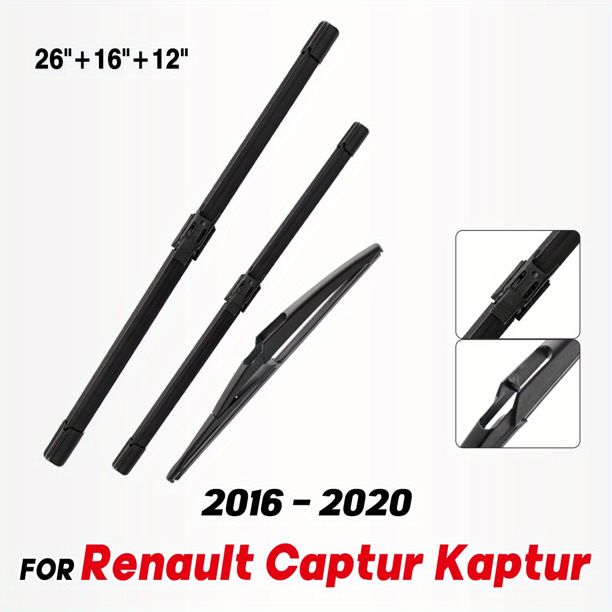 TEMU Spazzole tergicristallo anteriori e posteriori per RENAULT dal 2016 al 2020, incluse spazzole per parabrezza da 26", 16" e 12"