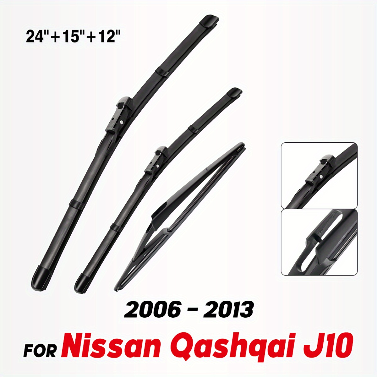 TEMU Wiper Lhd Front & Rear Wiper Blades Set For J10 2006 - 2013 Windshield Windscreen Window Brushes 24