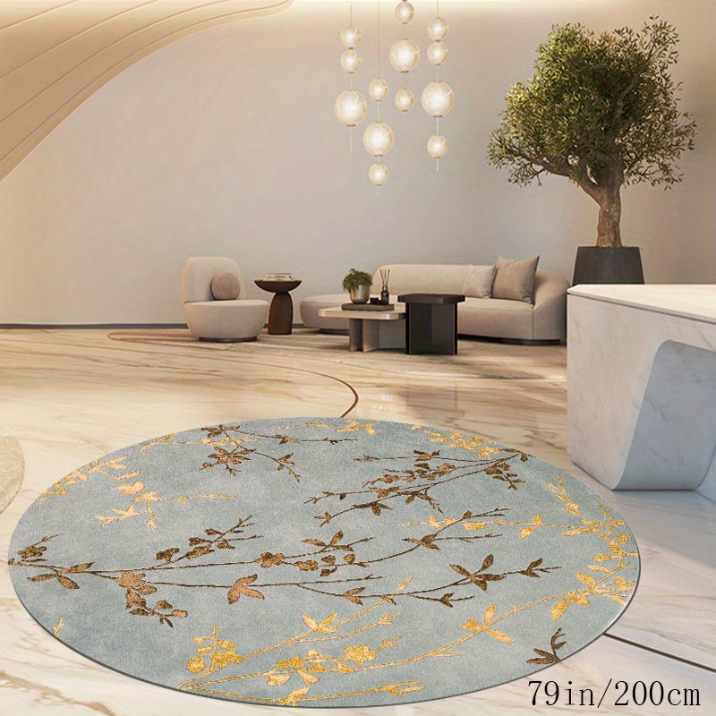 

Luxurious Faux Cashmere Round Rug With Vintage European Pattern - Soft Tpr Backing, Non-slip, Perfect For Living Room, Bedroom, Hotel, And Cafe Decor