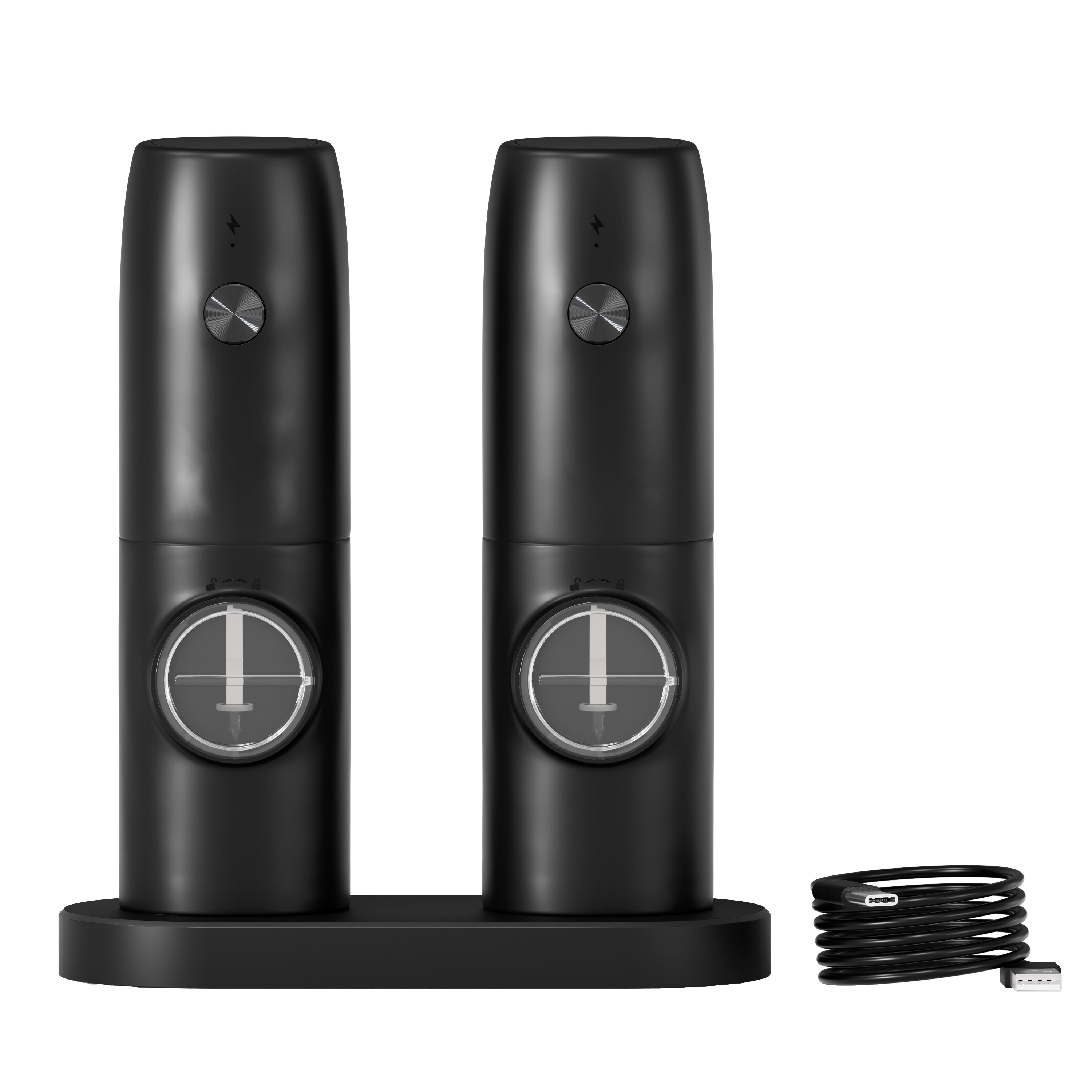 

Automatic Salt And Pepper Mill Set, Electric With Usb Charging, Adjustable Coarseness And Built-in Light