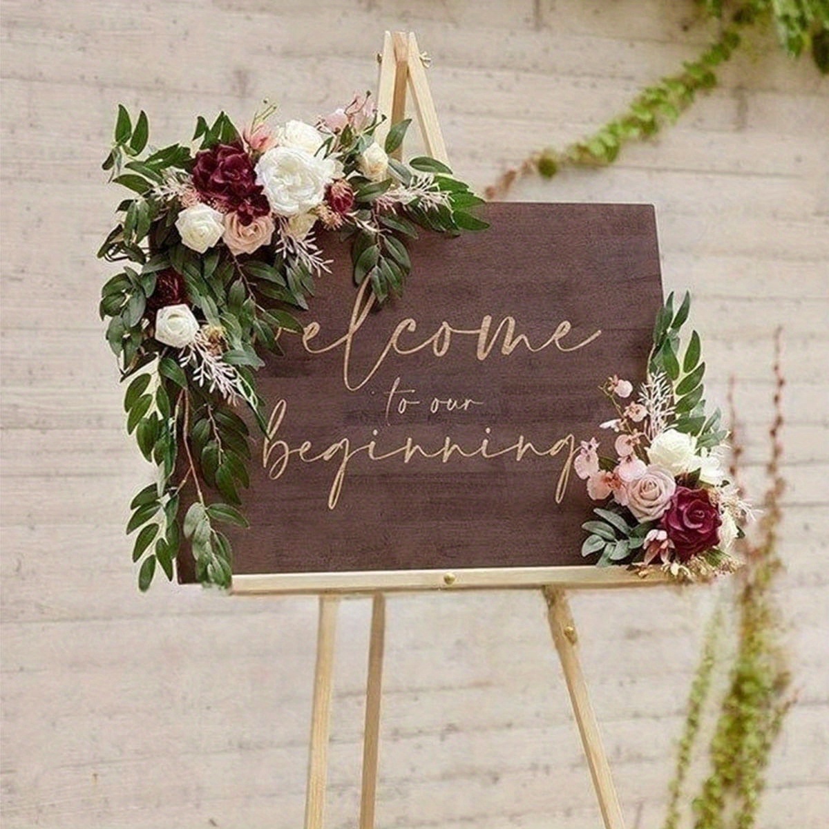 

2 Pcs/set Artificial Wedding Arch Flowers Kit For Diy Fake Flower Arrangements Party Welcome Ceremony Sign And Reception Backdrop Floral Decoration