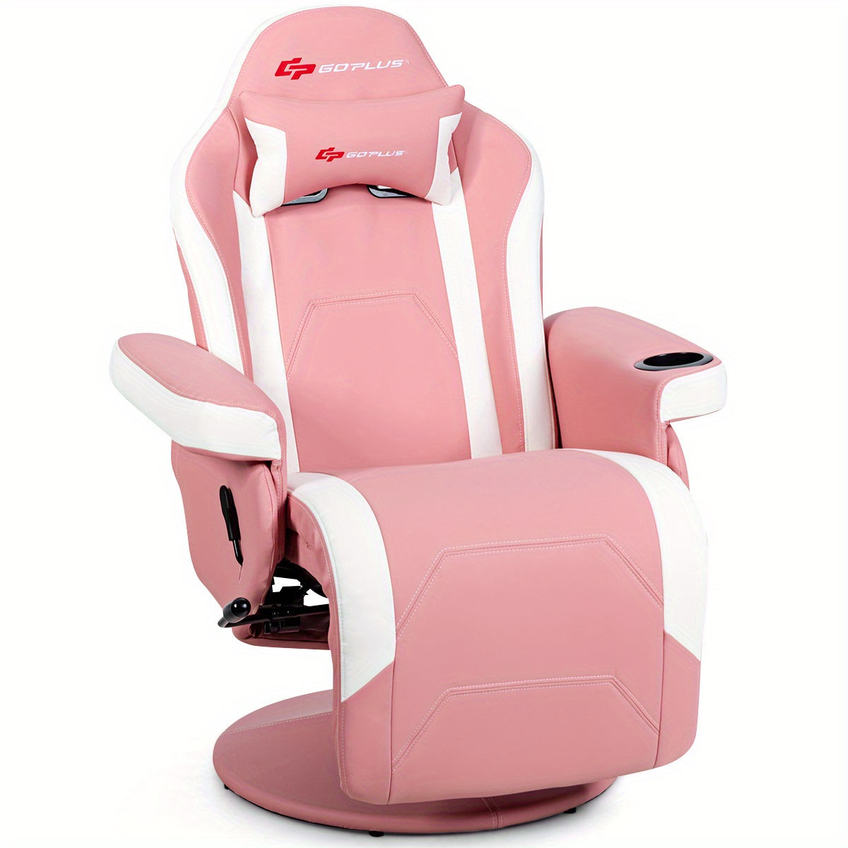 

Lifezeal Massage Gaming Recliner Reclining Racing Chair Swivel W/ Cup Holder & Pillow Pink