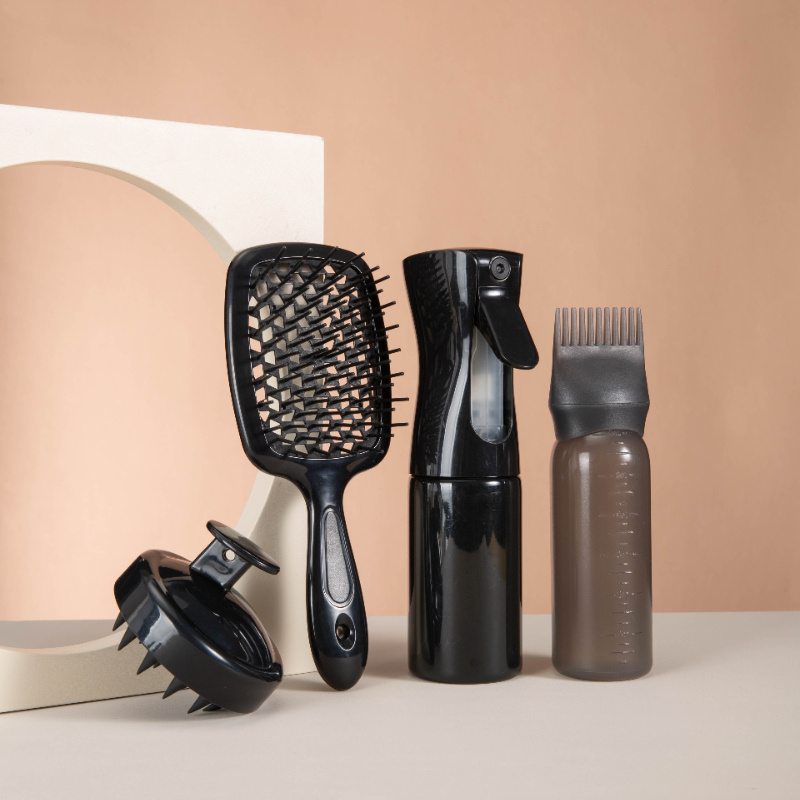 Image of 4pcs Massage Hair Brush, Baking Oil Bottle, Hollow Air Cushion, Comb Set, Cleaning Hair Brush, Hair Care And Dyeing Comb - /mother's Day Gifts For /relatives