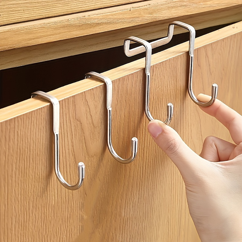 

[customer ] Easy-install Stainless Steel Double S-hooks - No-drill Cabinet Door Hangers