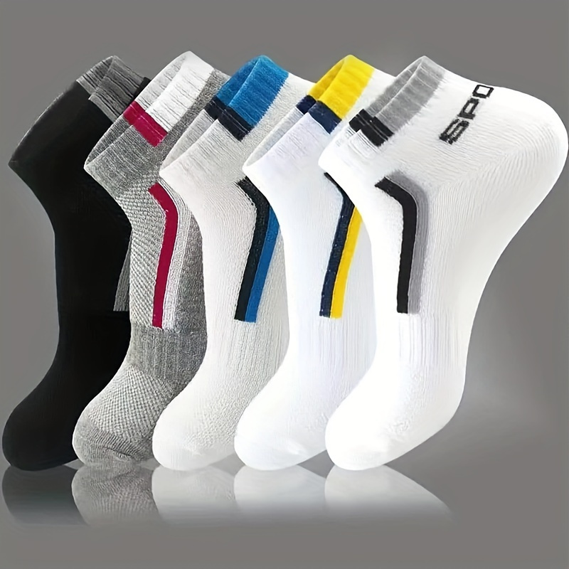 

5 Pairs Unisex Letter Graphic Socks, Sports & Breathable Low Cut Socks, Casual Stockings & Hosiery For