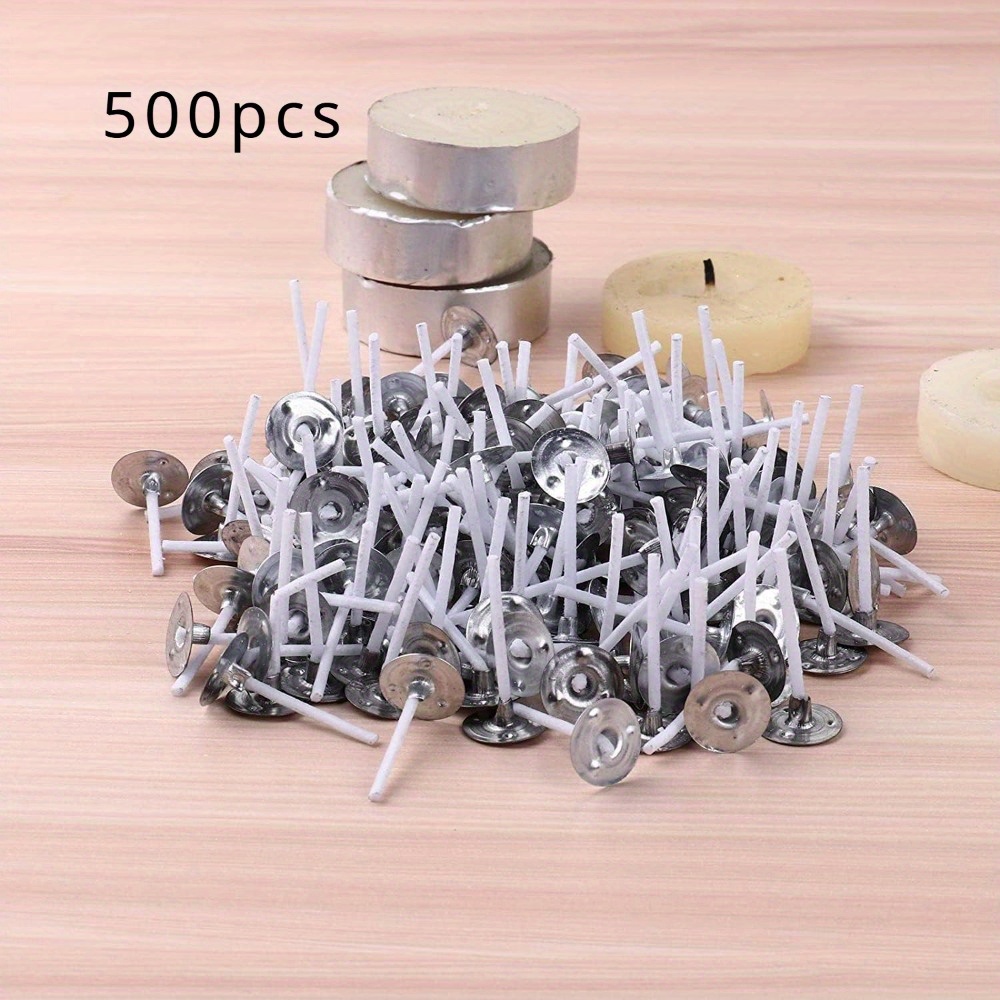 

Lot de 500 mèches de bougie chauffe-plat pré-cirées pour la cire de soja, mèches en fer de 1 pouce pour la fabrication de bougies DIY, facile,