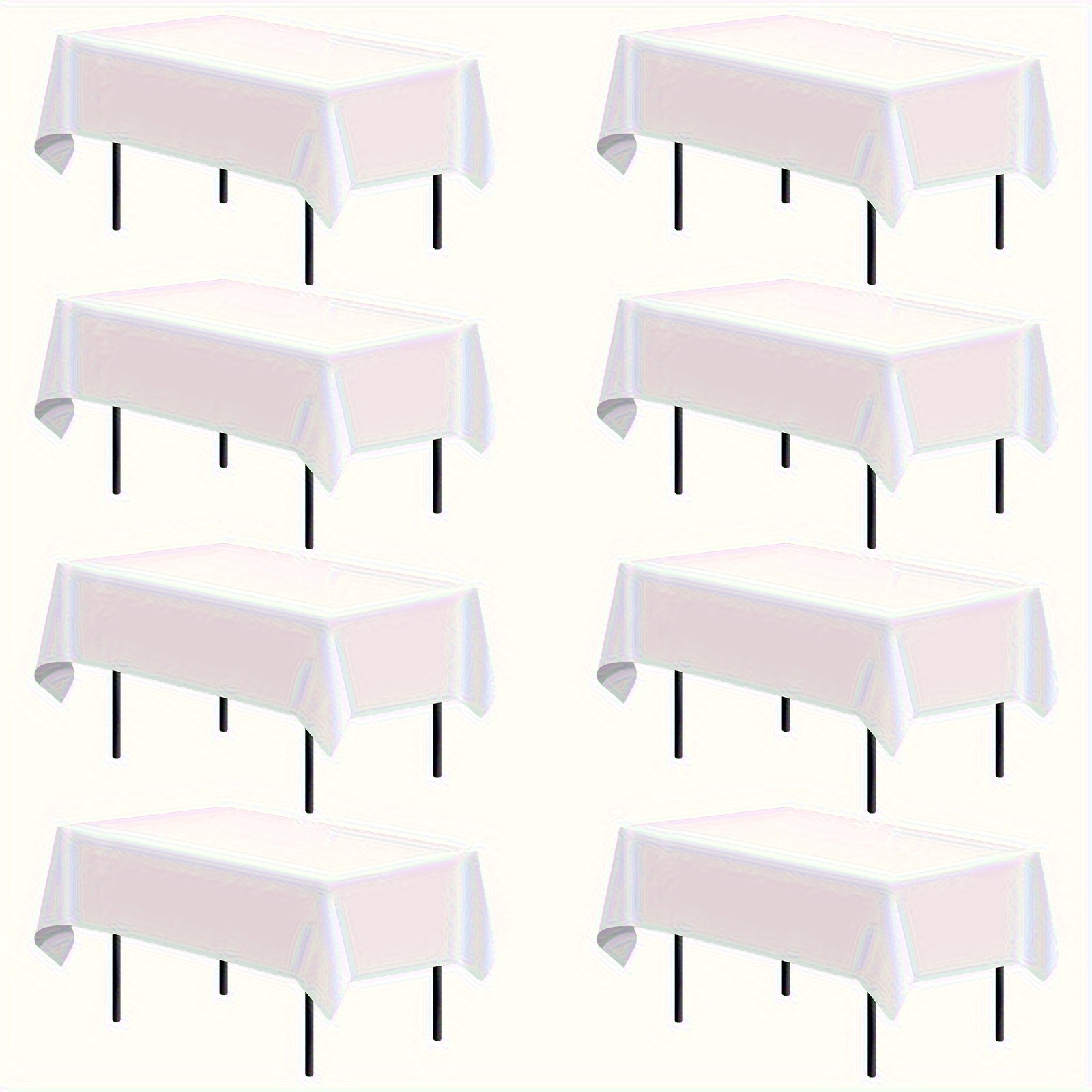 

8-piece Elegant Solid Color Plastic Tablecloths - Thick Peva, Perfect For Parties, Birthdays & Weddings - Timeless Black & White