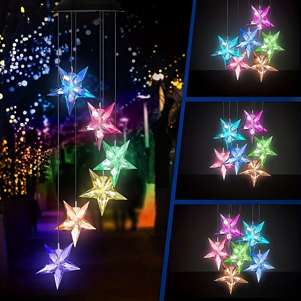 

1pc Chime With Solar Led Light, Outdoor Balcony Colorful Hanging Light, Star Moon Shaped Light, Portable Wind Chime For Yard, Walkway, Garden, Villa Landscape Light, Mother's Day Gift